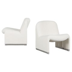 Giancarlo Piretti Alky Lounge Chairs Pair in Bouclé Wool, Anonima Castelli