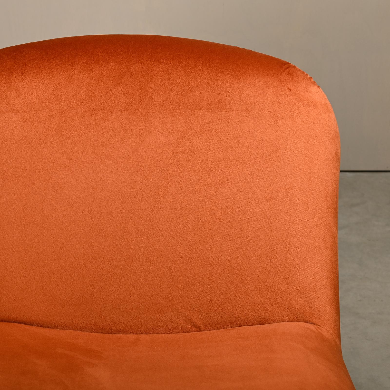 Giancarlo Piretti Alky Pair Lounge Chair in Brown Velvet for Castelli, Italy For Sale 3
