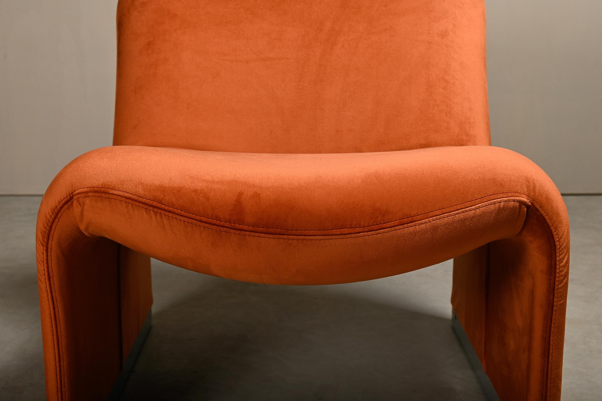 Giancarlo Piretti Alky Pair Lounge Chair in Brown Velvet for Castelli, Italy For Sale 4