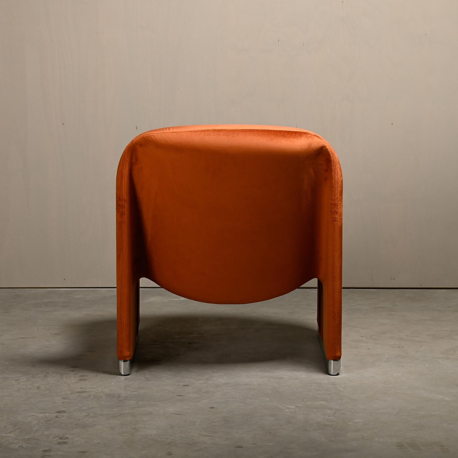 Giancarlo Piretti Alky Pair Lounge Chair in Brown Velvet for Castelli, Italy In Excellent Condition For Sale In Amsterdam, NL