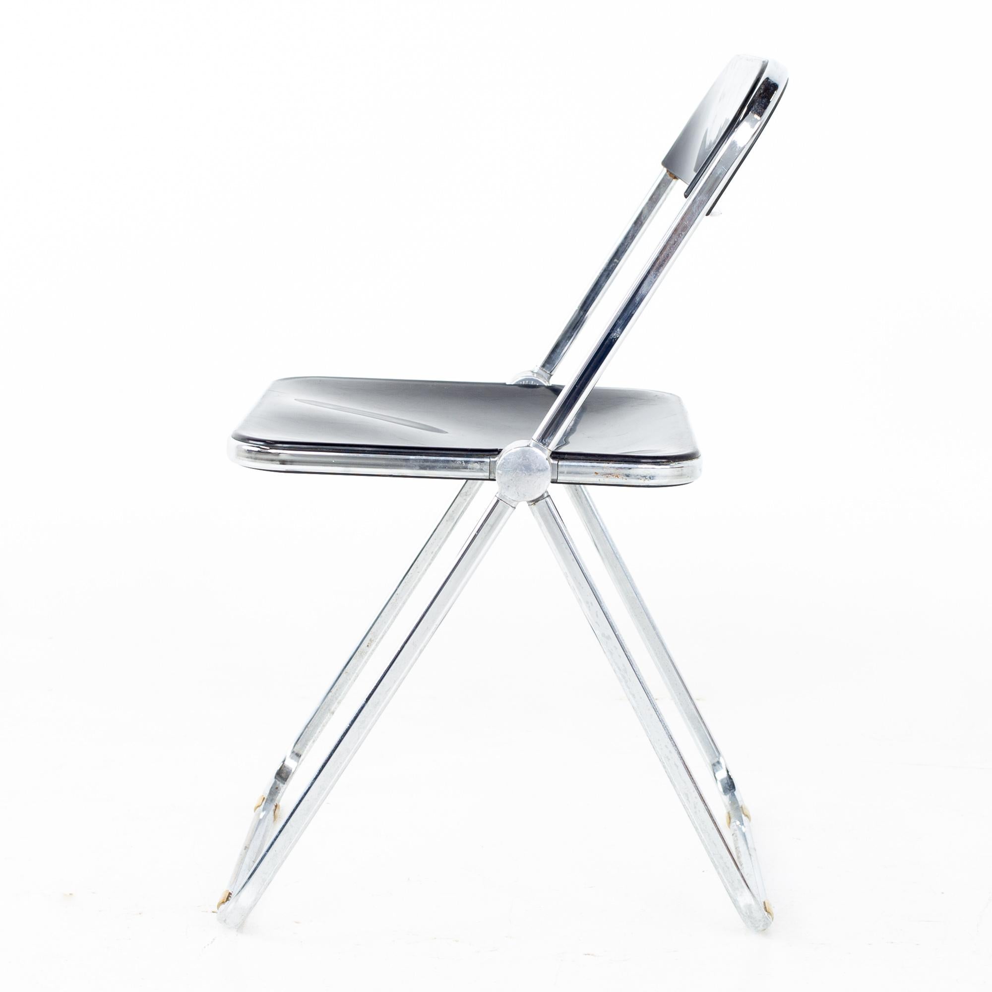 Giancarlo Piretti Anonima Castelli Style MCM Smoked Lucite Folding Chair Set 3 For Sale 1
