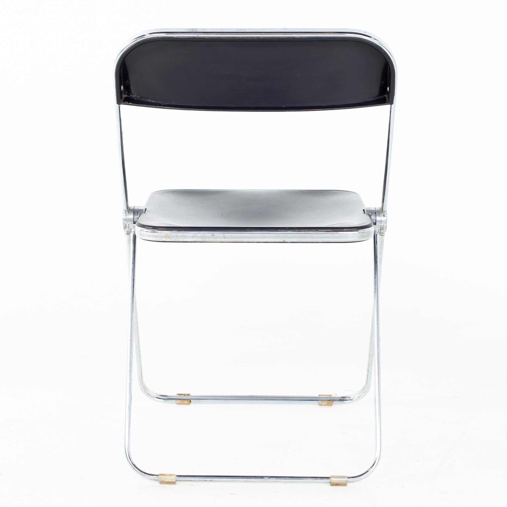 Giancarlo Piretti Anonima Castelli Style MCM Smoked Lucite Folding Chair Set 3 For Sale 2
