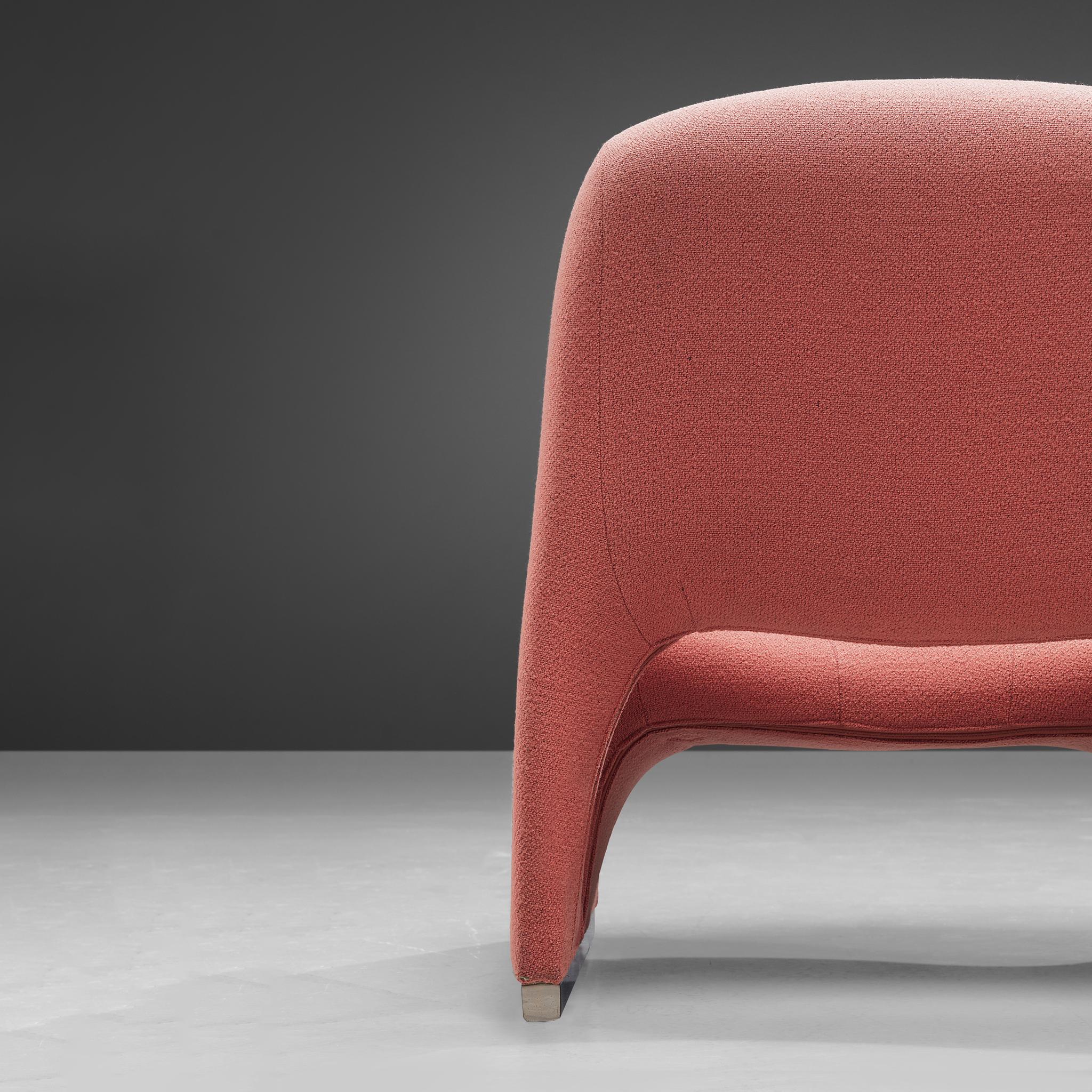 Italian Giancarlo Piretti 'Arki' Easy Chairs in Pink Upholstery
