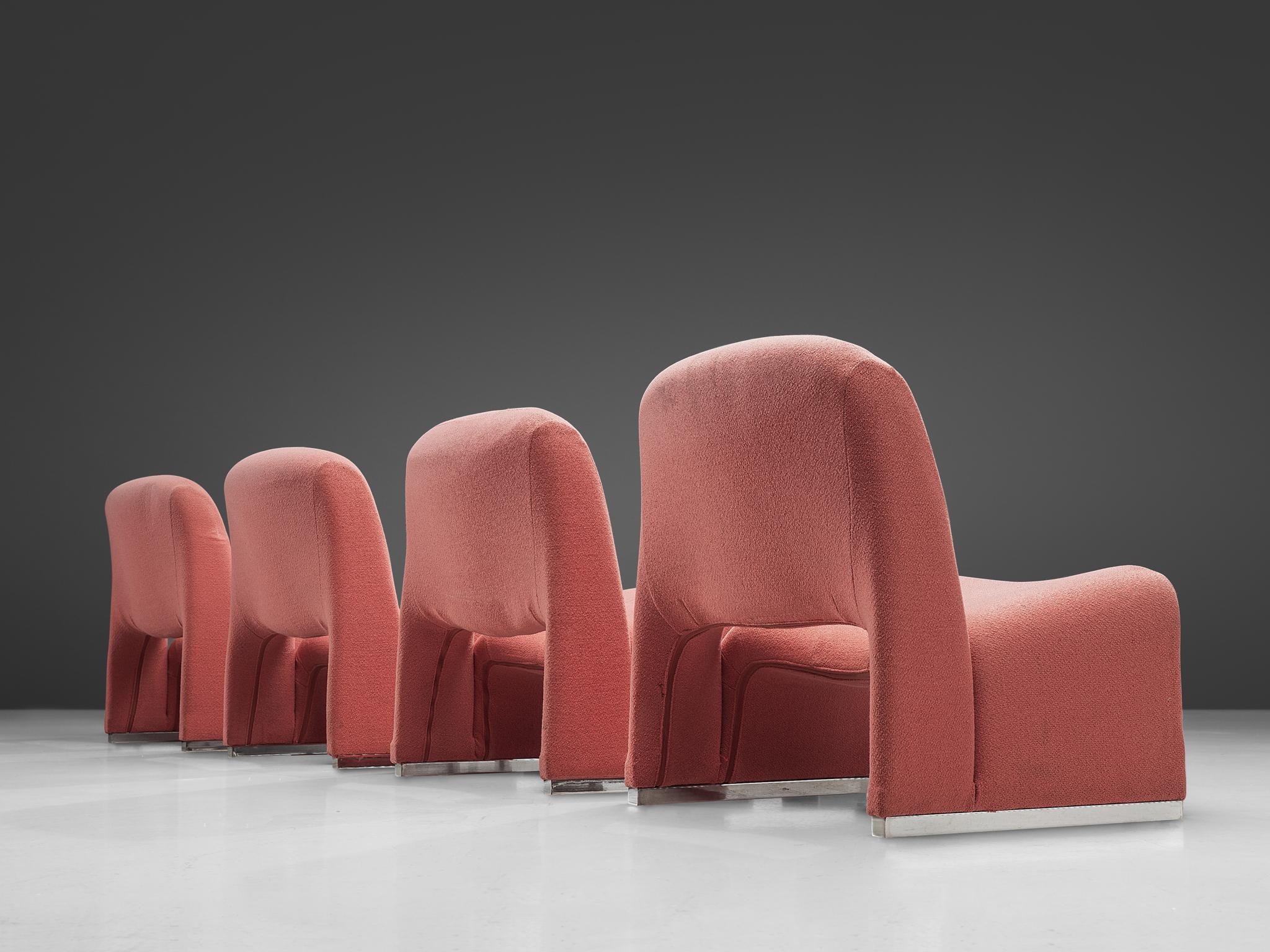 Giancarlo Piretti 'Arki' Easy Chairs in Pink Upholstery 1