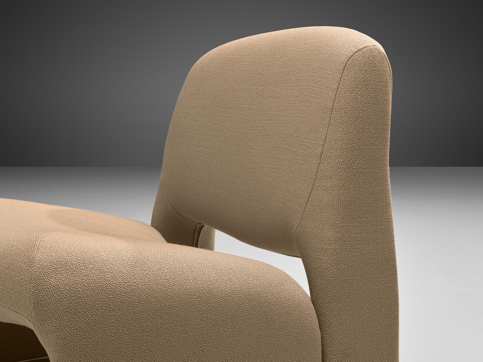Italian Giancarlo Piretti 'Arki' Pair of Bicolor Easy Chairs in Fabric Upholstery