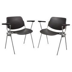Giancarlo Piretti Castelli Italian Mid Century Modern Brown Arm Chairs - a Pair