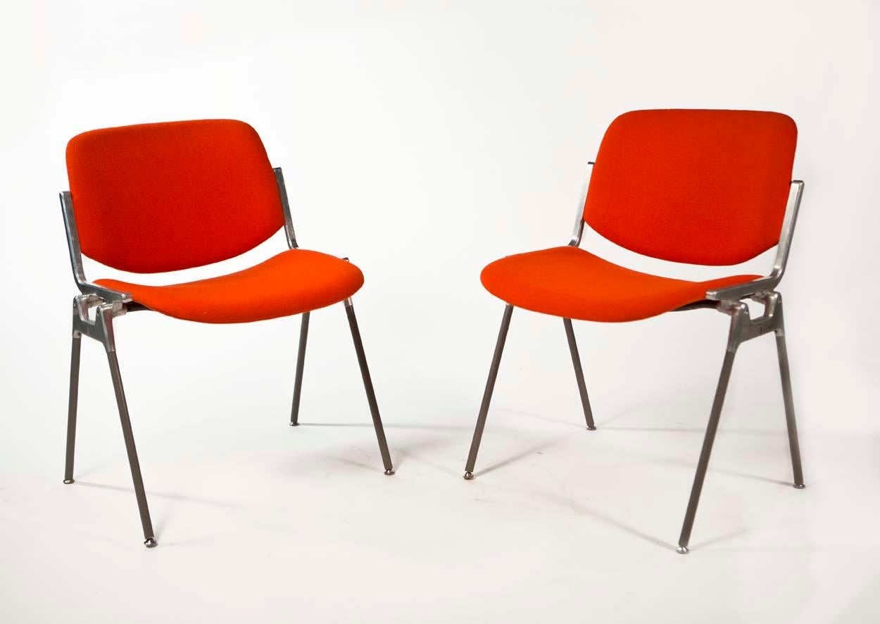 Mid-Century Modern Giancarlo Piretti, DSC 106 Pair of Italian Stacking Chairs for Castelli, 1960s