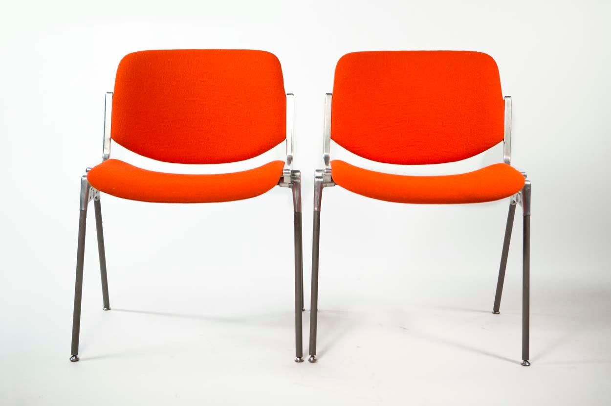 20th Century Giancarlo Piretti, DSC 106 Pair of Italian Stacking Chairs for Castelli, 1960s