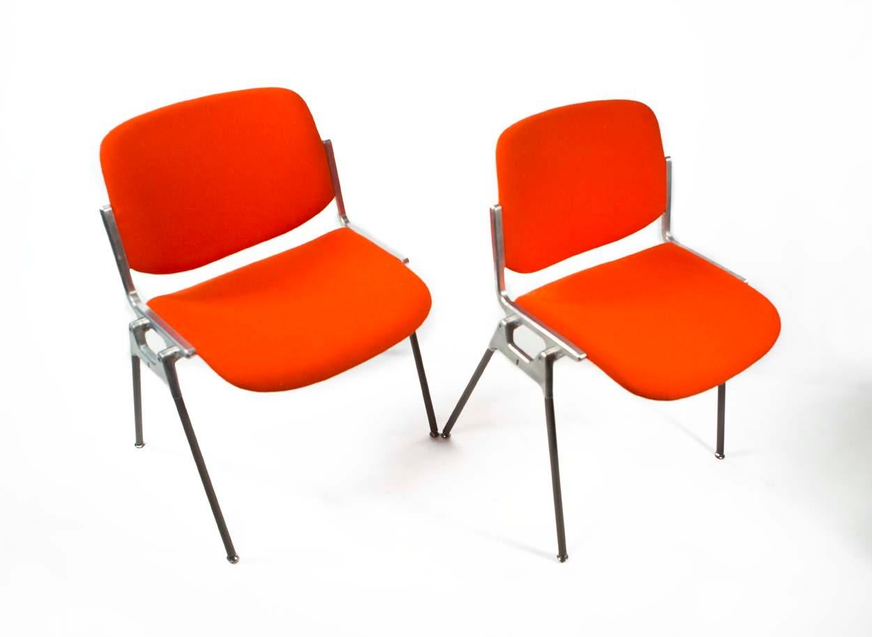 Giancarlo Piretti, DSC 106 Pair of Italian Stacking Chairs for Castelli, 1960s 1