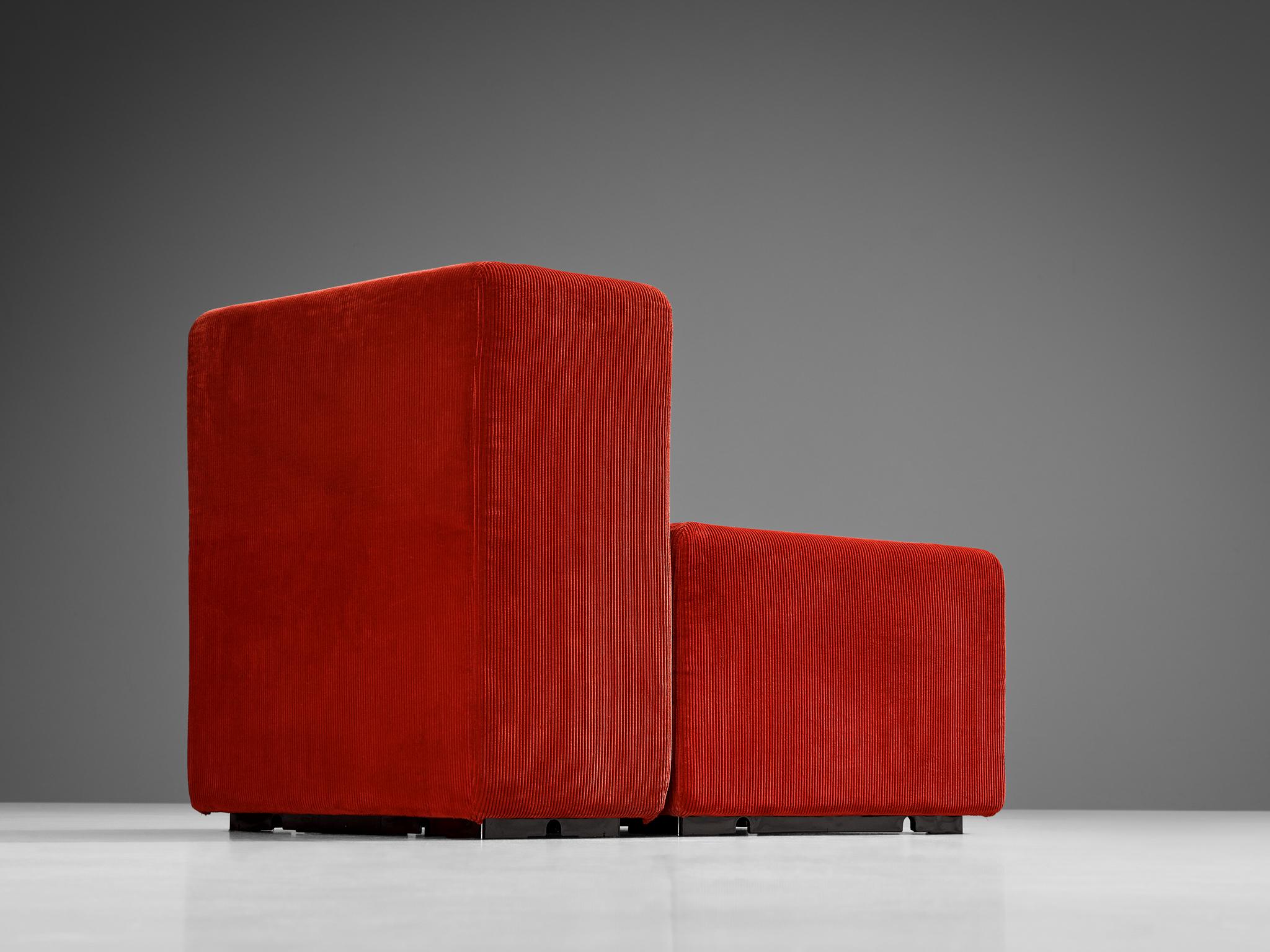 Italian Giancarlo Piretti for Anonima Castelli 'Sistema 61' Lounge Chair in Corduroy  For Sale