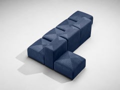 Giancarlo Piretti für Anonima Castelli 'Sistema 61' Sechsteiliges Sofa in Blau