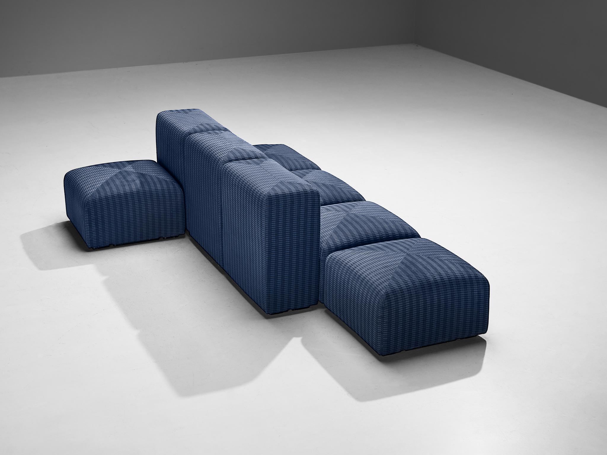 Giancarlo Piretti für Anonima Castelli 'Sistema 61' Sechsteiliges Sofa in Blau  (Postmoderne) im Angebot