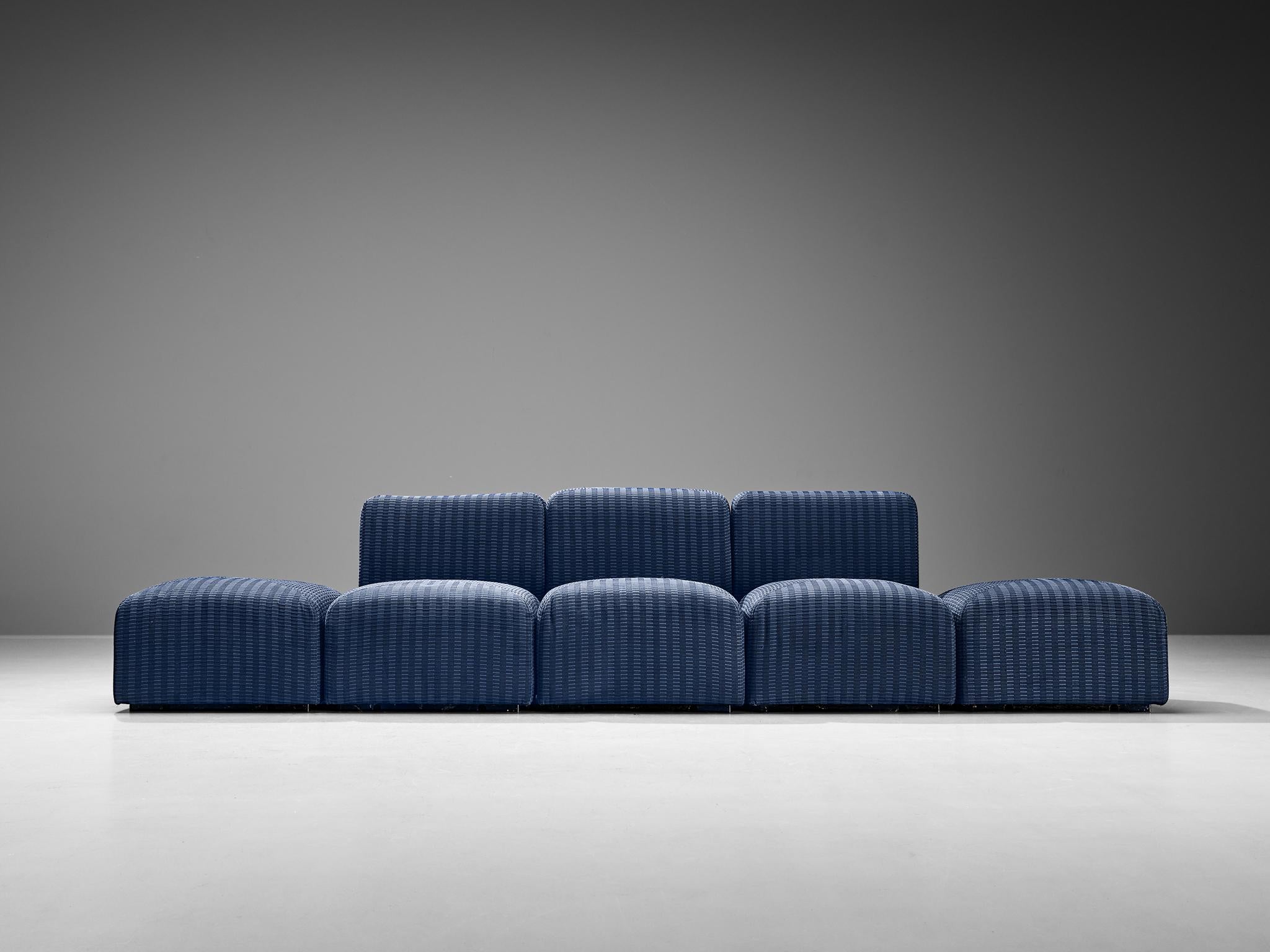 Giancarlo Piretti für Anonima Castelli 'Sistema 61' Sechsteiliges Sofa in Blau  (Italienisch) im Angebot