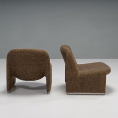 Giancarlo Piretti for Artifort Brown Tweed Alky Chairs, 1970s, Set of 2
