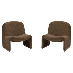Giancarlo Piretti for Artifort Brown Tweed Alky Chairs, 1970s, Set of 2