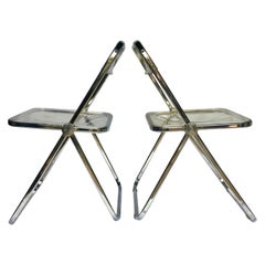 Giancarlo Piretti for Castelli Modern Plia Lucite Folding Dining Chairs, Italy