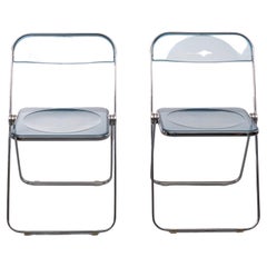 Giancarlo Piretti für Castelli, Stuhl „Plia“, Italien  Blaue Farbe