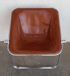 Giancarlo Piretti for Castelli Plona Leather & Chrome Folding Chair