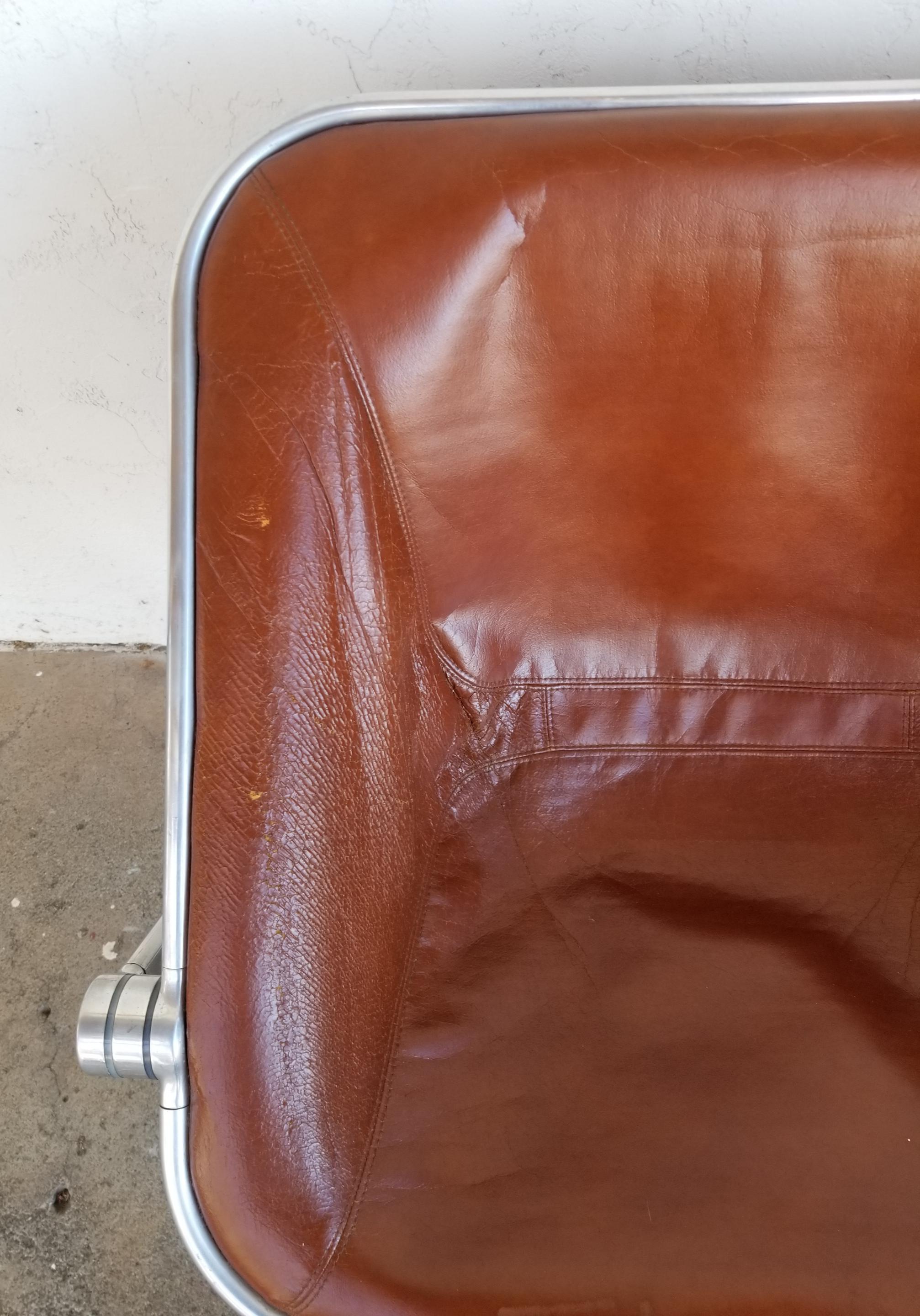 Late 20th Century Giancarlo Piretti for Castelli Plona Leather & Chrome Folding Chair