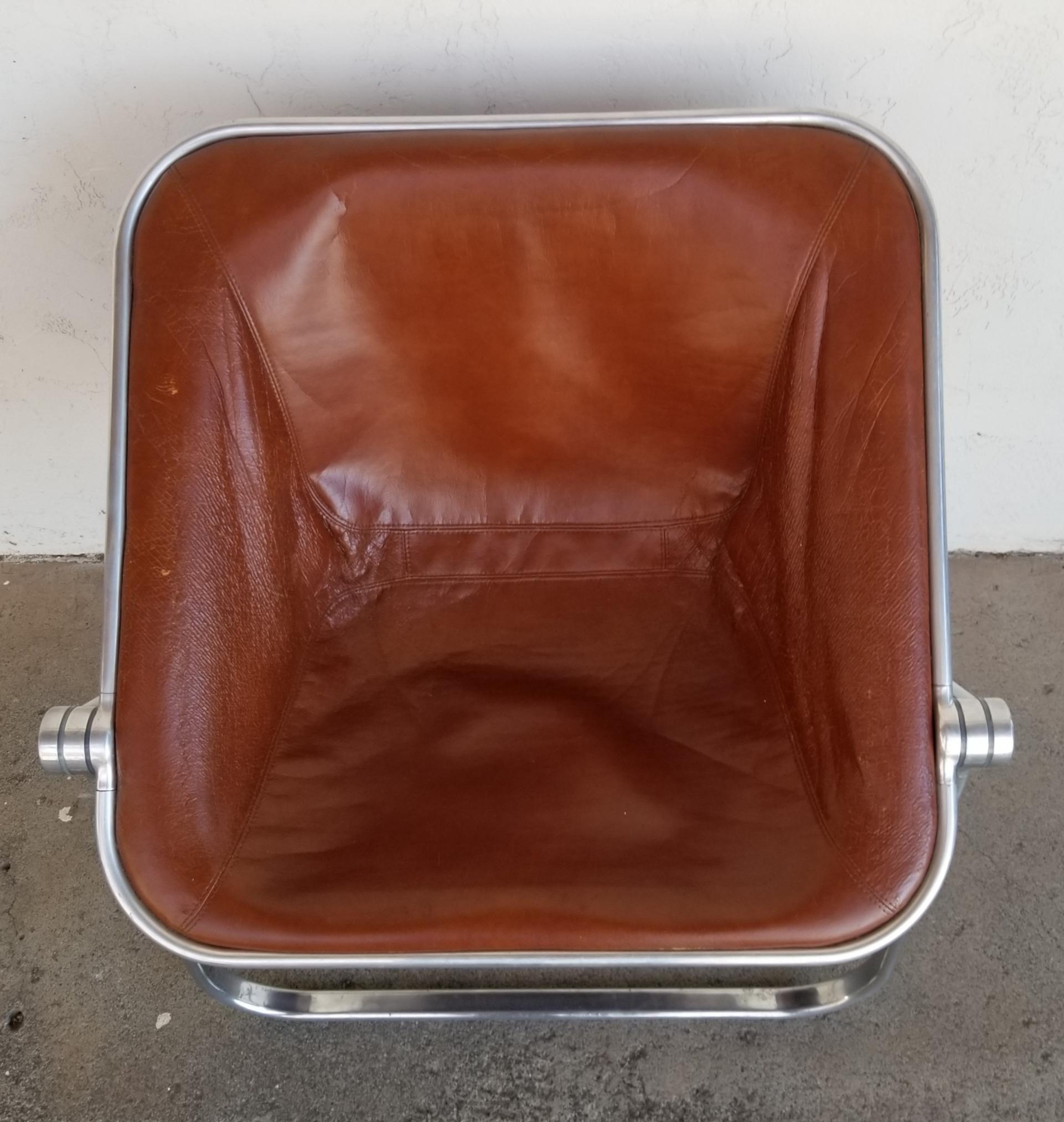 Giancarlo Piretti for Castelli Plona Leather & Chrome Folding Chair 1