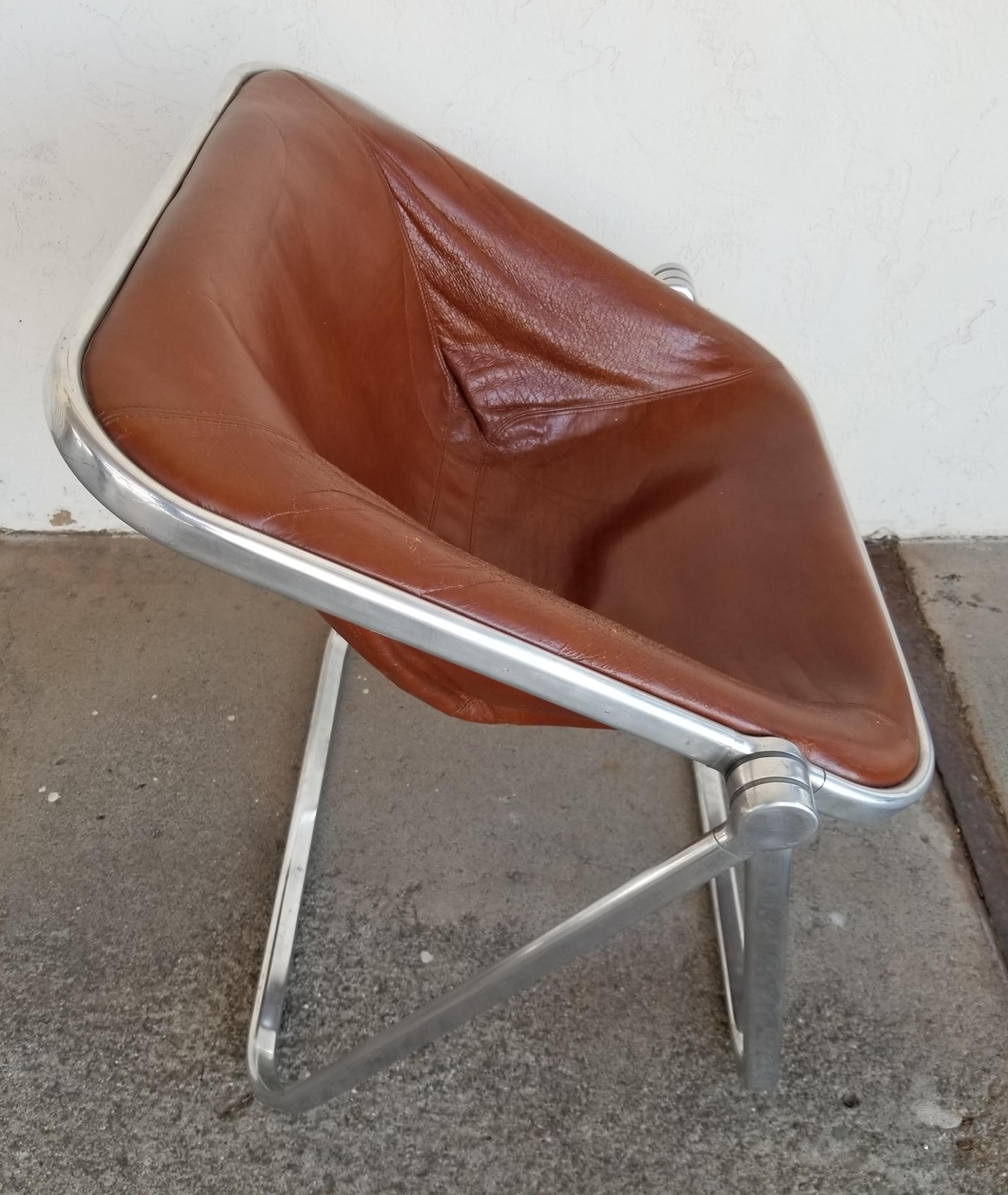 Giancarlo Piretti for Castelli Plona Leather & Chrome Folding Chair 3