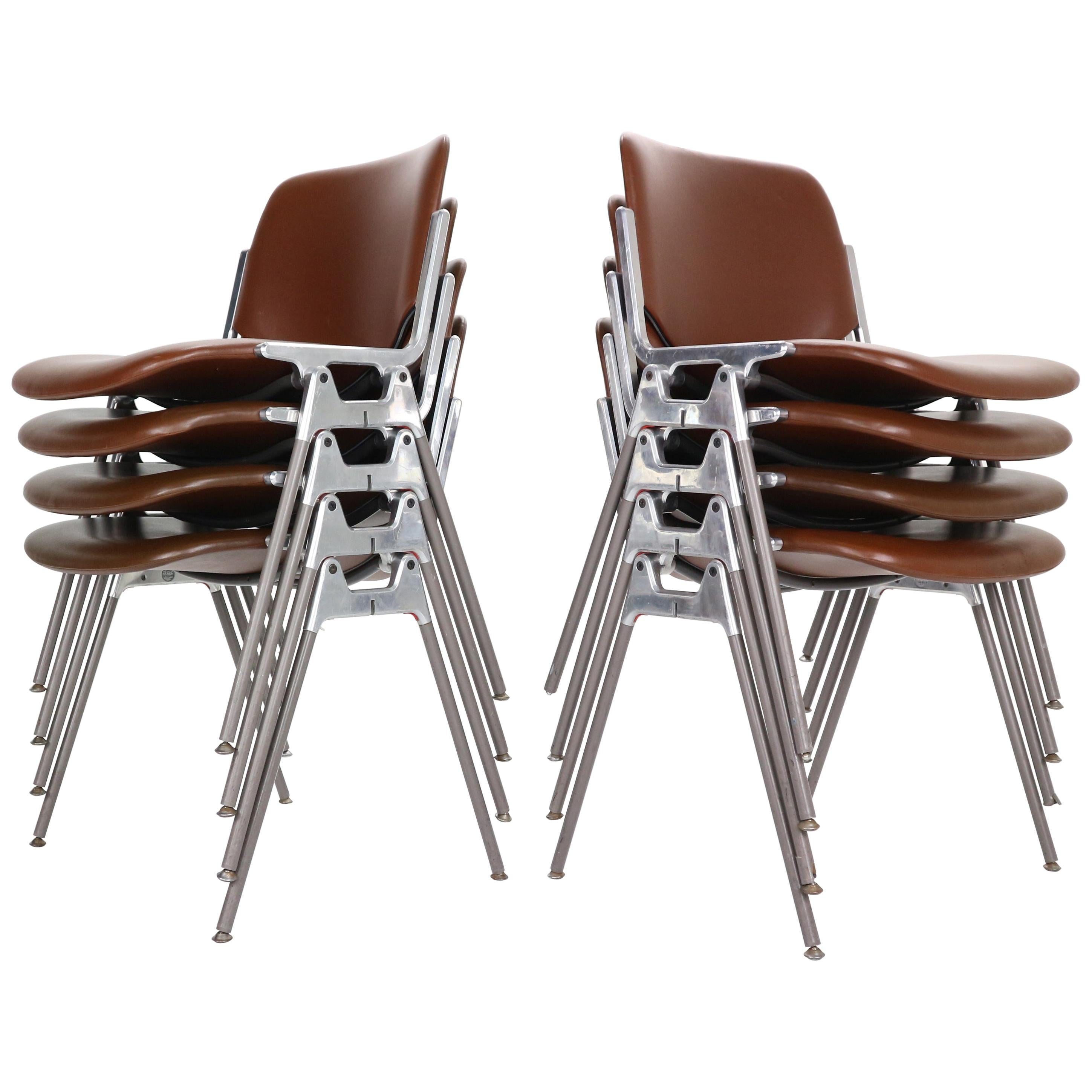 Giancarlo Piretti for Castelli Set of 8 Dinning Chairs "DSC 106", 1960s, Italy