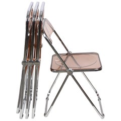 Giancarlo Piretti Lucite Folding "Plia" Italian Chairs for Castelli, 1970s
