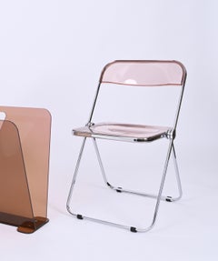 Giancarlo Piretti Lucite Pink Folding "Plia" Italian Chair for Castelli, 1970s