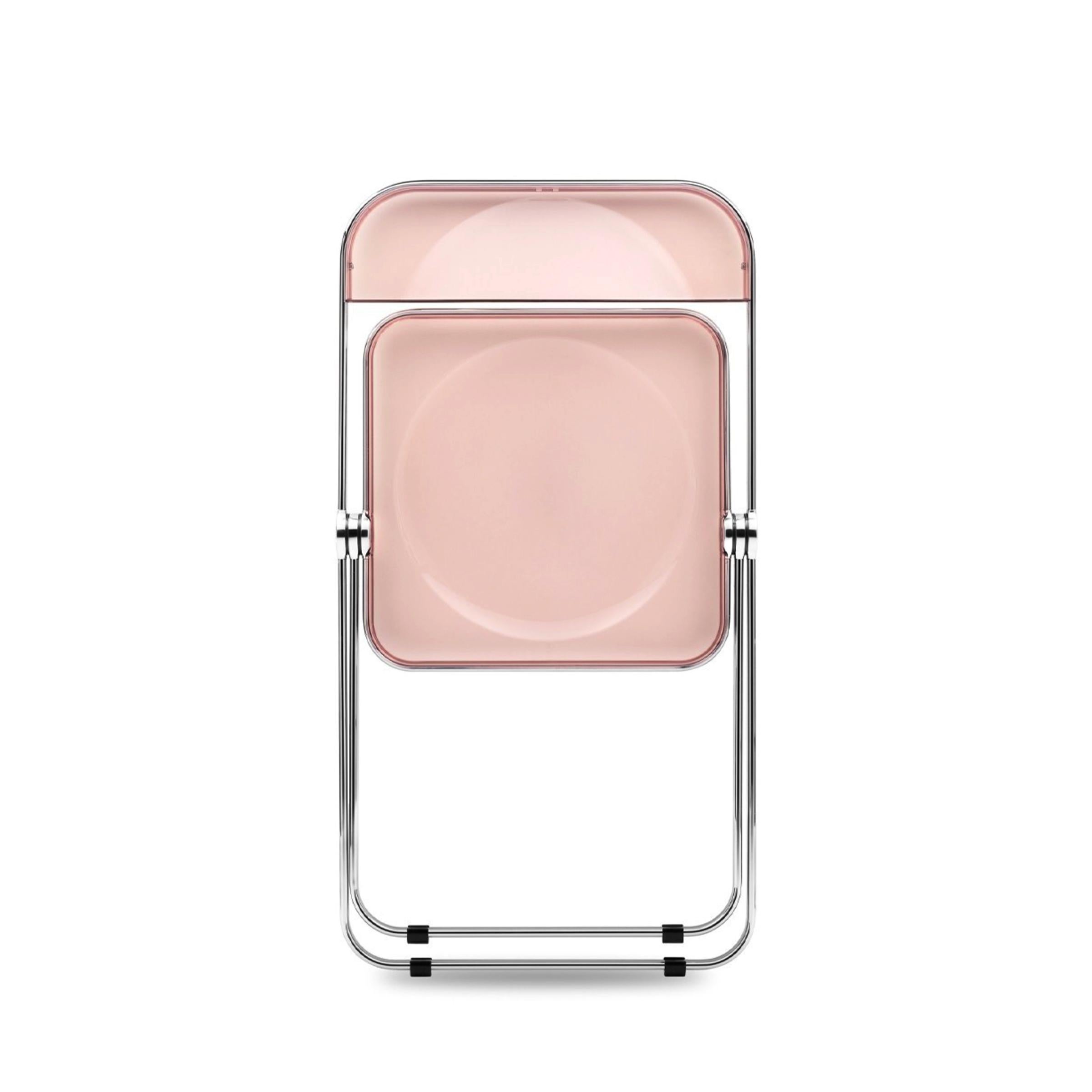 Set of 4 Lucite Pink and Chrome Plia Chairs, Piretti for Castelli, Italy 1970s For Sale 6
