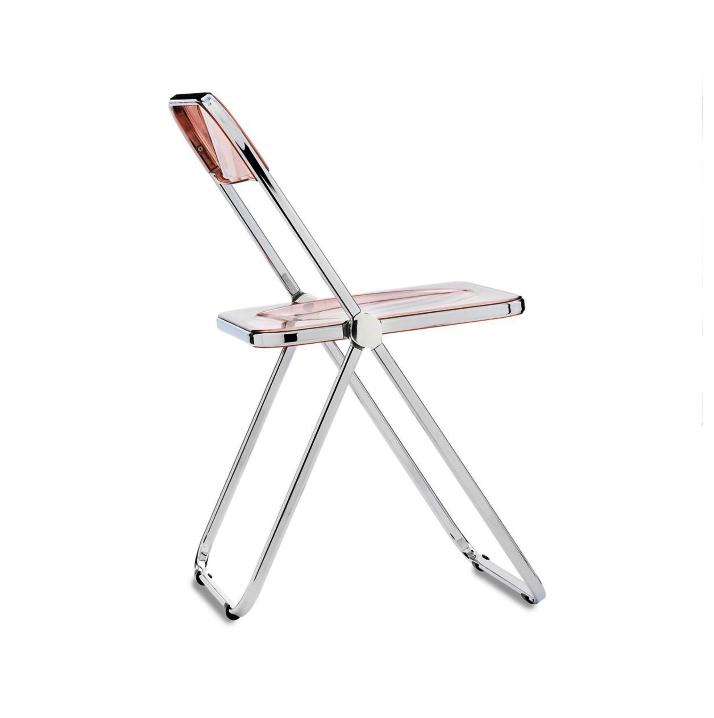 Set of 12 Lucite Pink and Chrome Plia Chairs, Piretti for Castelli, Italy 1970s For Sale 3