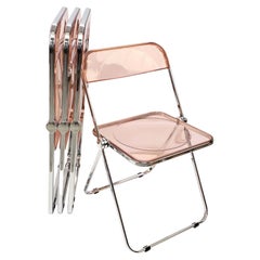 Chaises pliantes italiennes « Plia » en lucite rose de Giancarlo Piretti pour Castelli, 1970