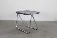 Giancarlo Piretti Platone Folding Table in Steel and Black Polyurethane 1970s