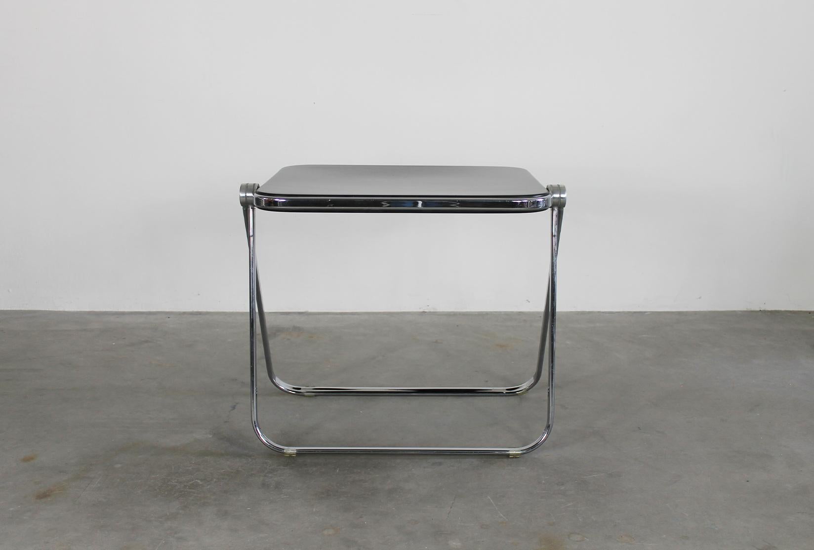 Giancarlo Piretti Platone Folding Table in Steel and Black Polyurethane 1970s  In Good Condition In Montecatini Terme, IT