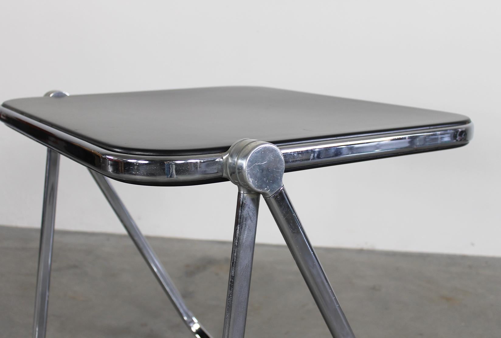 Late 20th Century Giancarlo Piretti Platone Folding Table in Steel and Black Polyurethane 1970s 