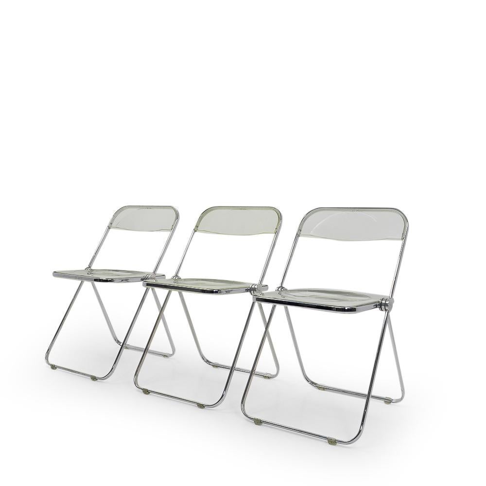 Mid-Century Modern Giancarlo Piretti, Plia Chairs, 1970s For Sale