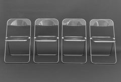 Giancarlo Piretti "Plia" Chrome and Acrylic Folding Chairs, Set of 8