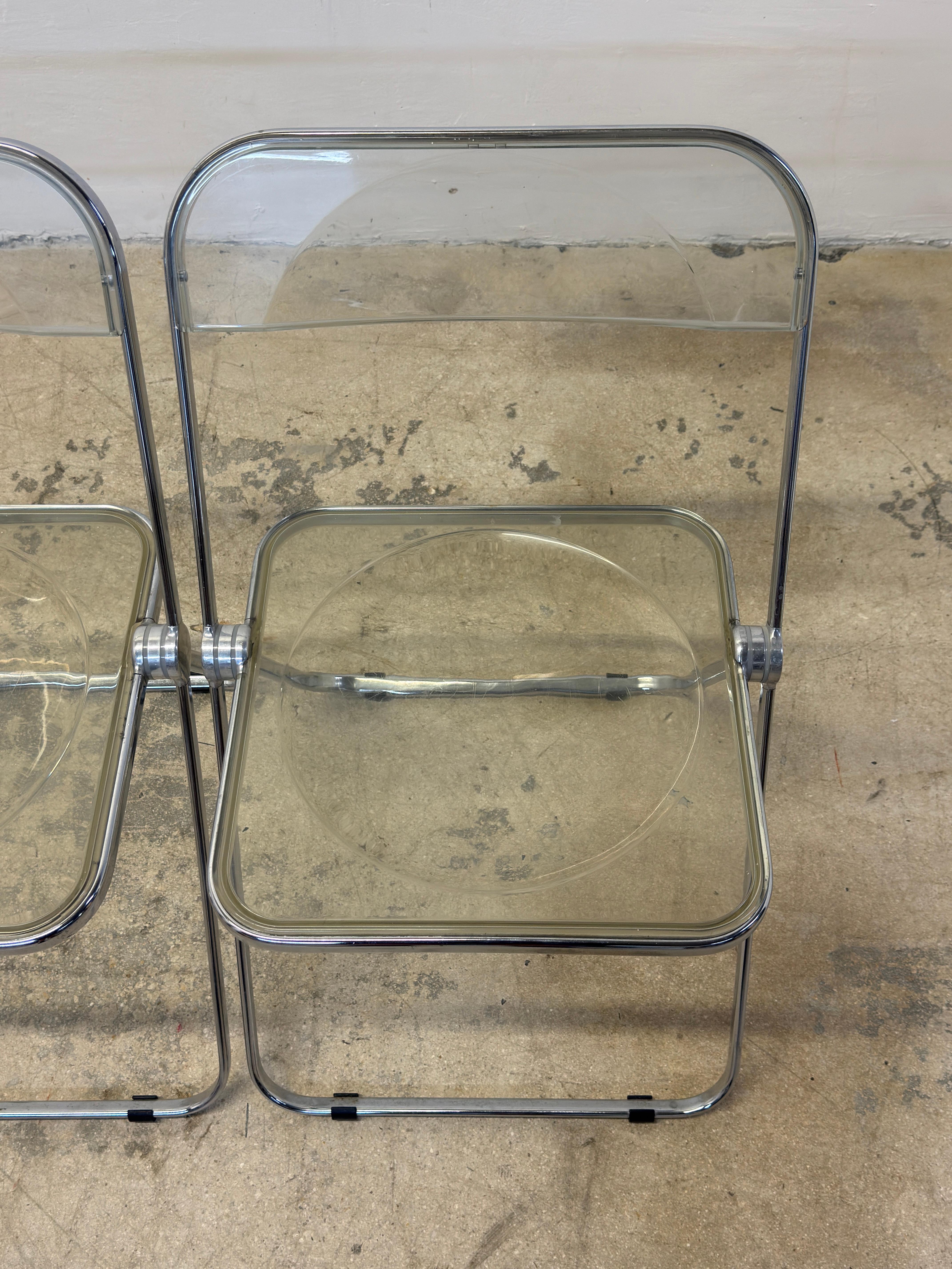 Giancarlo Piretti Plia - Set di quattro sedie Foldes per Castelli In condizioni buone in vendita a Miami, FL