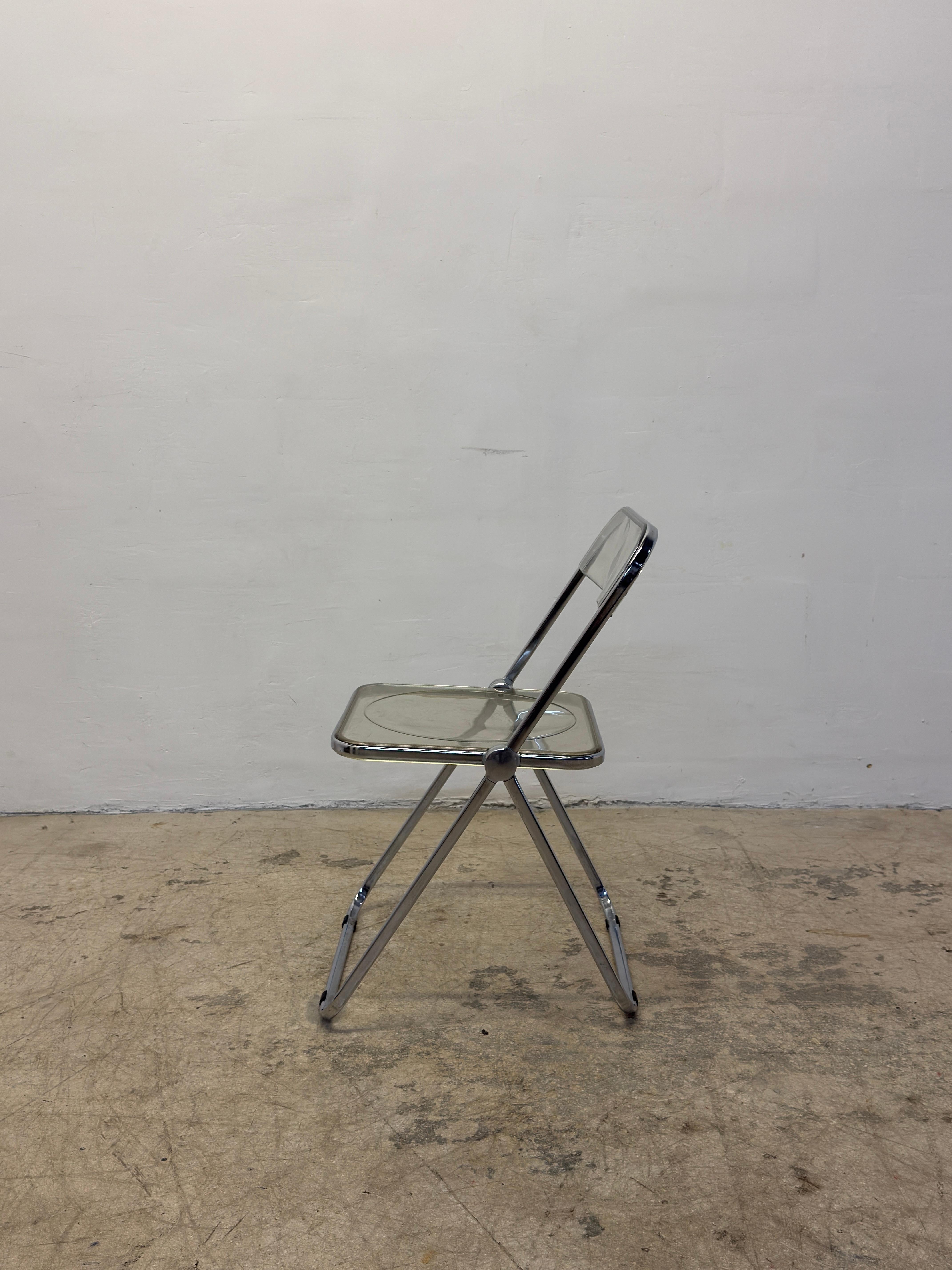 Cromo Giancarlo Piretti Plia - Set di quattro sedie Foldes per Castelli in vendita