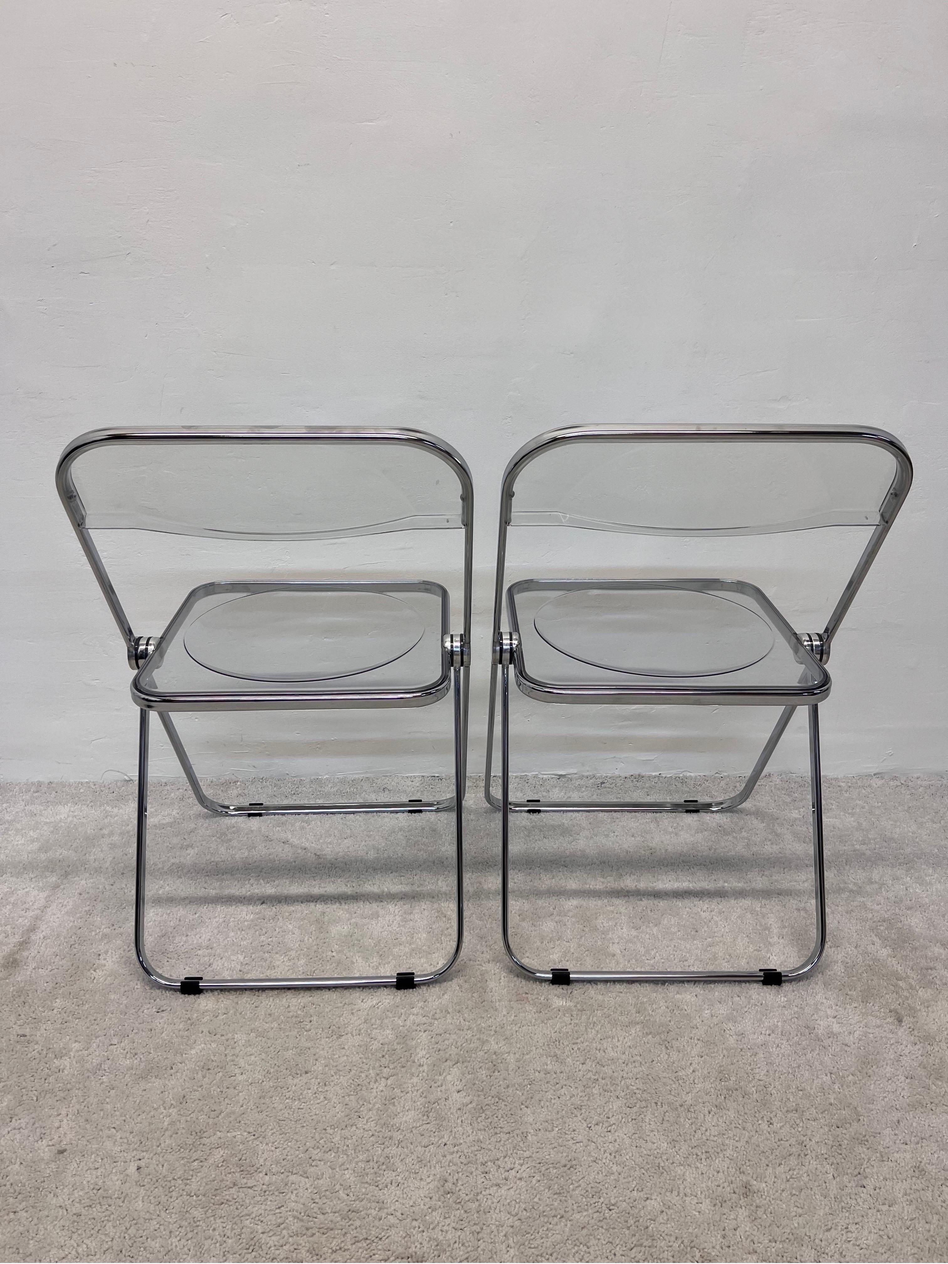 Italian Giancarlo Piretti Plia Folding Chairs for Castelli - set of Two
