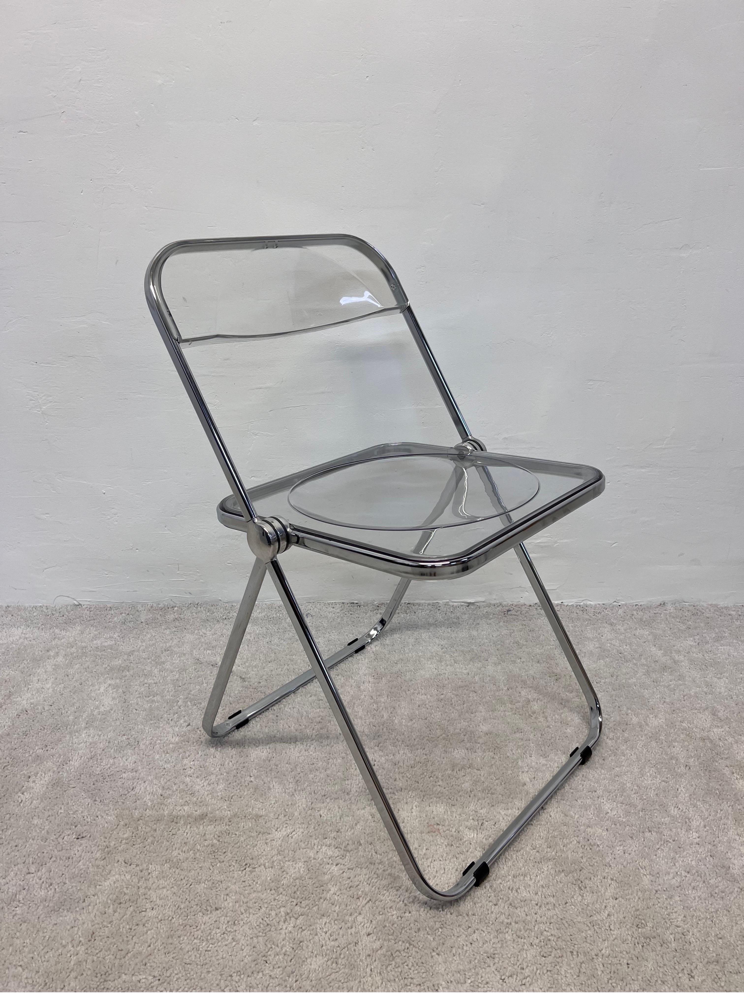 Chrome Giancarlo Piretti Plia Folding Chairs for Castelli - set of Two