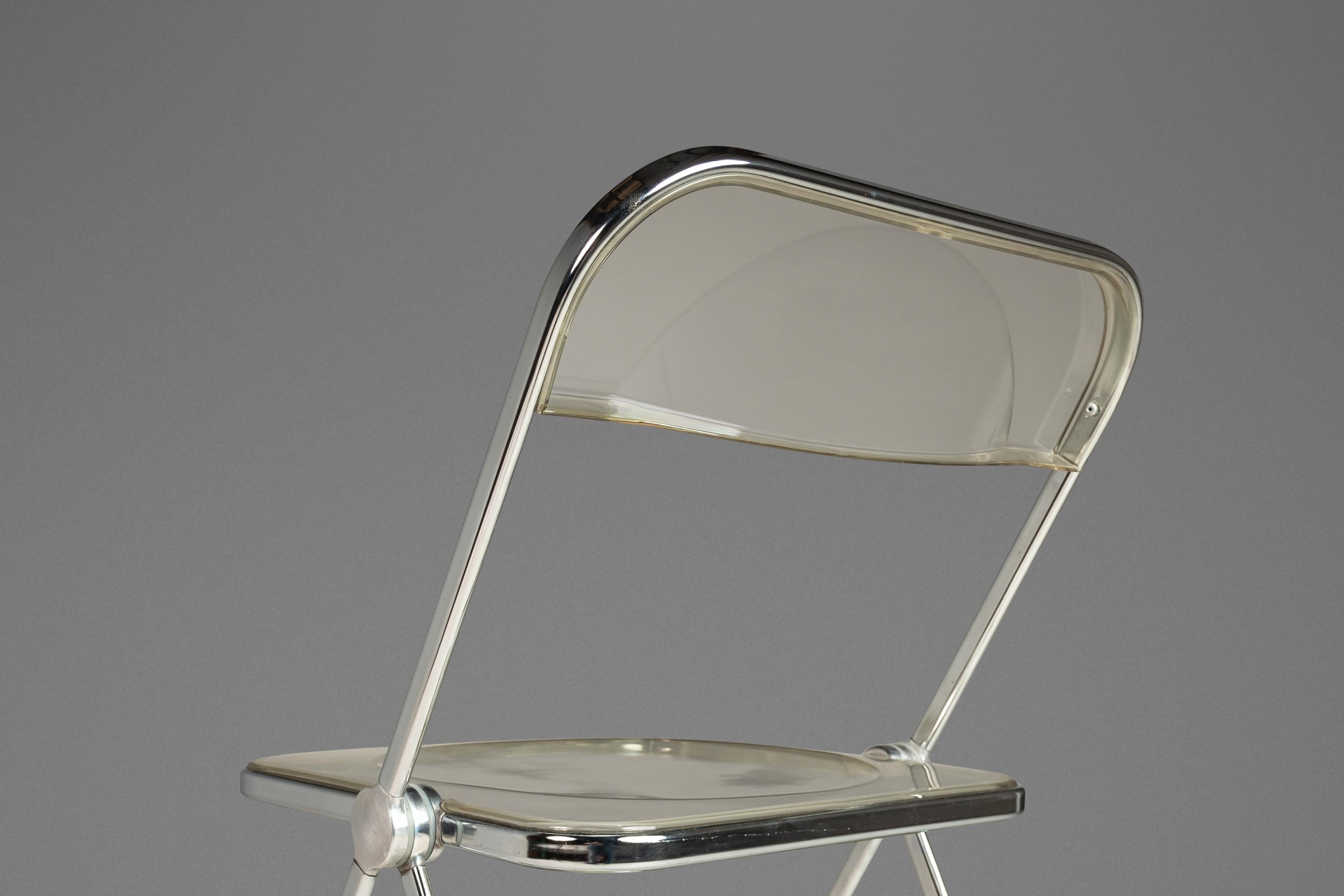 Giancarlo Piretti Plia Lucite & Chrome Folding Chair for Anonima Castelli, 1970s For Sale 7