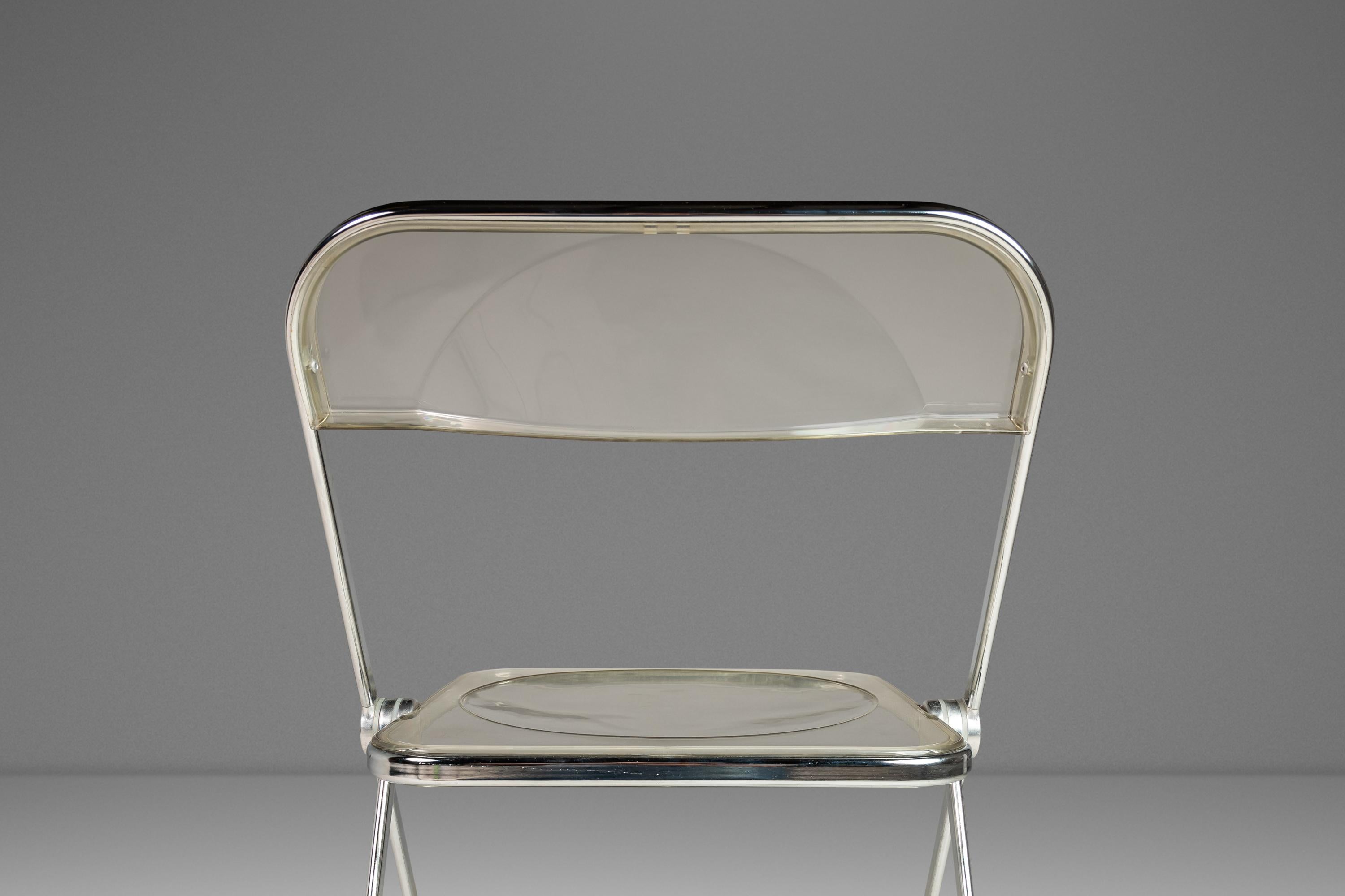 Giancarlo Piretti Plia Lucite & Chrome Folding Chair for Anonima Castelli, 1970s For Sale 10