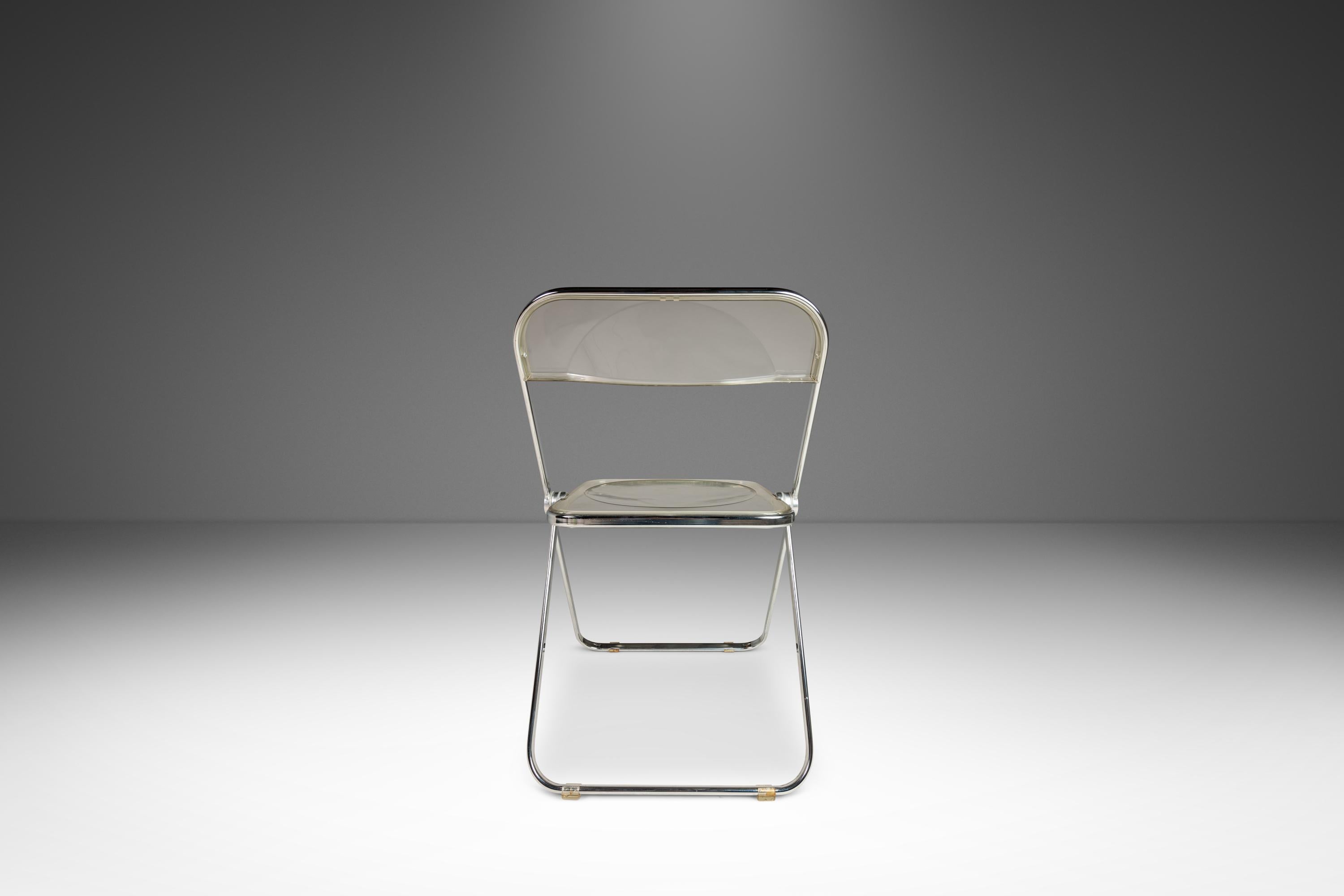 Giancarlo Piretti Plia Lucite & Chrome Folding Chair for Anonima Castelli, 1970s For Sale 3