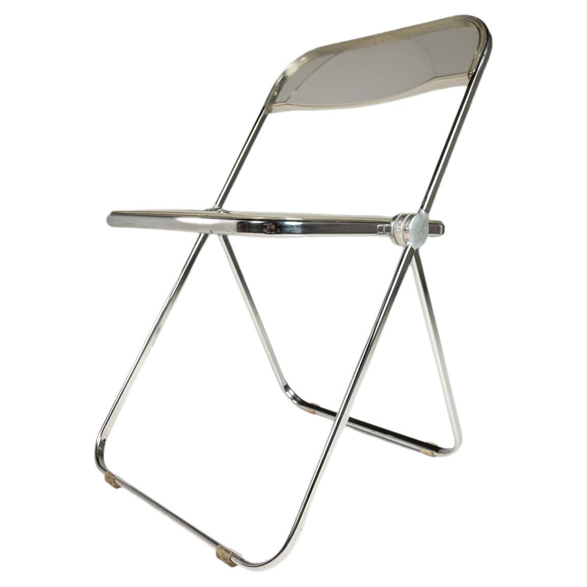 Giancarlo Piretti Plia Lucite & Chrome Folding Chair for Anonima Castelli, 1970s
