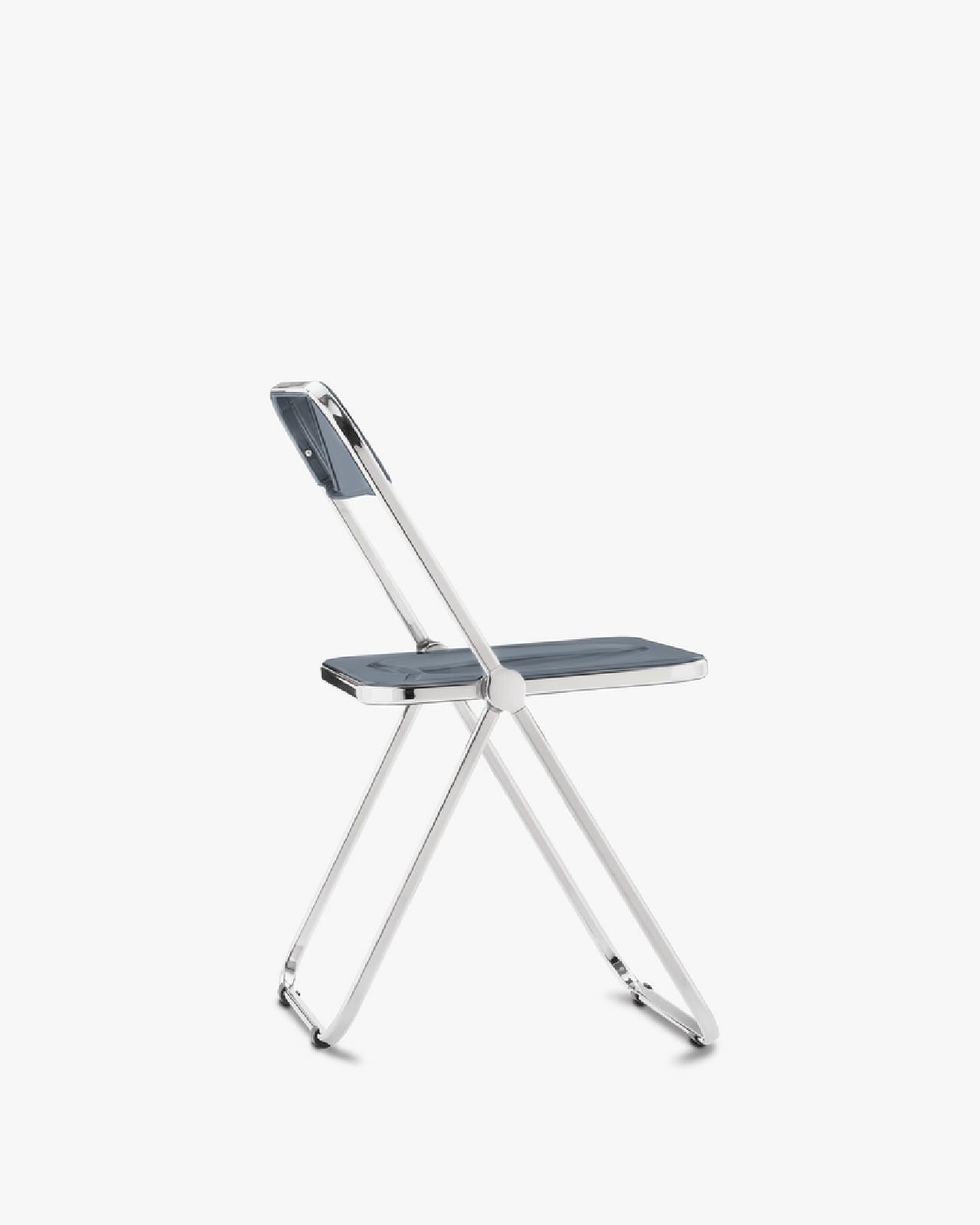Mid-Century Modern Giancarlo Piretti Plia Set of 10 Folding Chairs in Blue and Chrome for Castelli For Sale