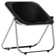 Giancarlo Piretti Plona Chair in Black Leather for Anonima Castelli, Italy