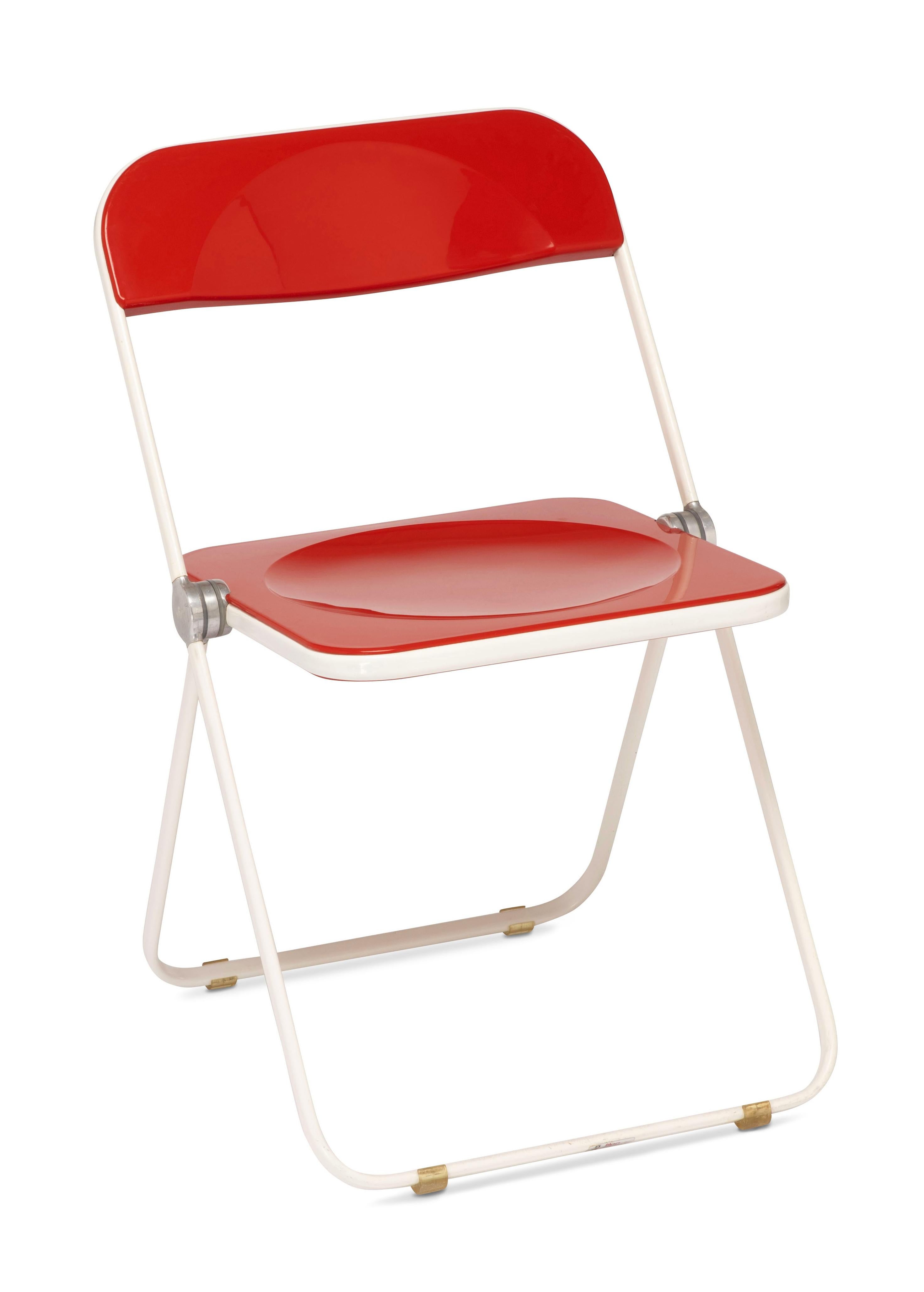 Post-Modern Giancarlo Piretti, Red Original Plia Folding Chair for Anonima Castelli, 1967 For Sale