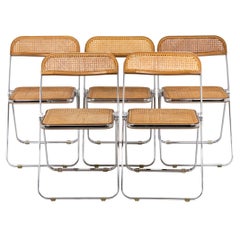 Giancarlo Piretti, Series of Five Caned Chairs, 1970s