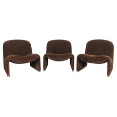 Giancarlo Piretti Set of Three Dark Brown Alky Chairs by Anonima Castelli 1970s