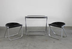 Giancarlo Piretti Set with Platone Table and Two Pluff Stools Anonima Castelli